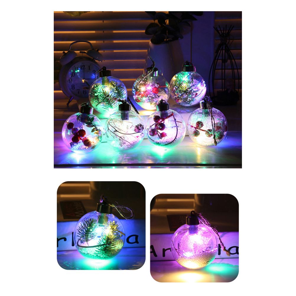 6Pcs Shining Christmas Balls with LED Light Pendants Refillable Ball Christmas view 4