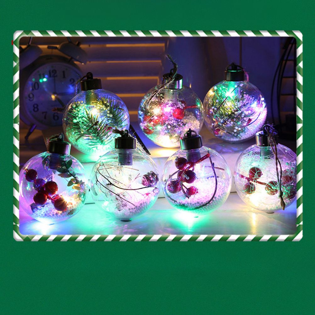 6Pcs Shining Christmas Balls with LED Light Pendants Refillable Ball Christmas view 6