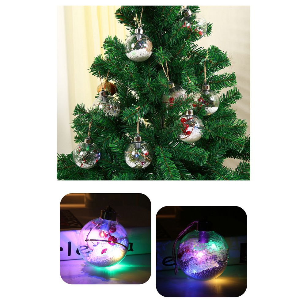 6Pcs Shining Christmas Balls with LED Light Pendants Refillable Ball Christmas view 7