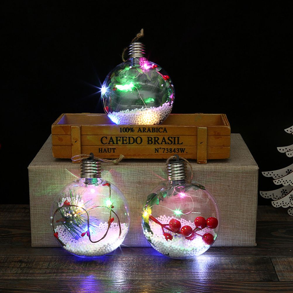 6Pcs Shining Christmas Balls with LED Light Pendants Refillable Ball Christmas view 9