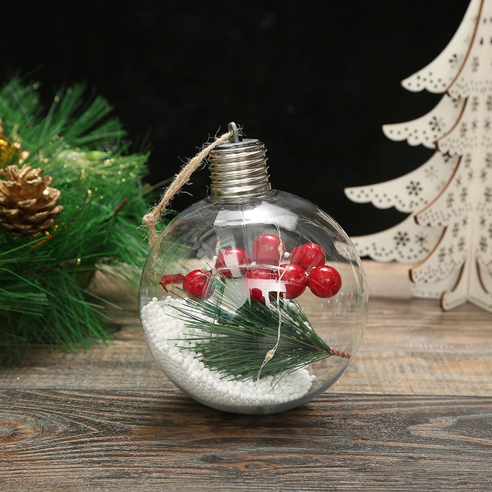 6Pcs Shining Christmas Balls with LED Light Pendants Refillable Ball Christmas view 11