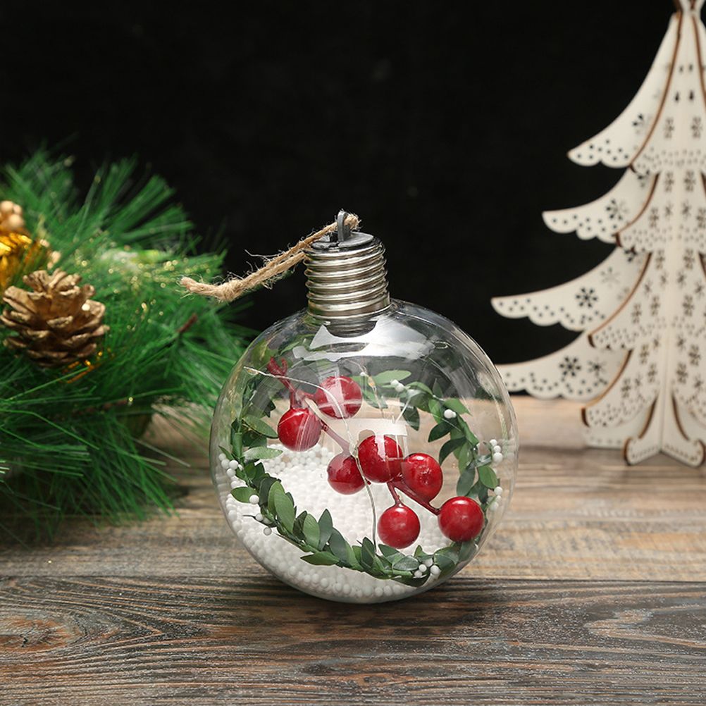 6Pcs Shining Christmas Balls with LED Light Pendants Refillable Ball Christmas view 12