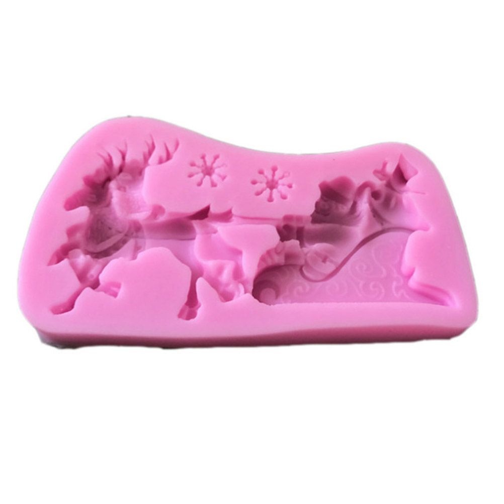 Christmas Santa Claus Sleigh Elk Cake Mold Silicone Decoration Mold Christmas view 3
