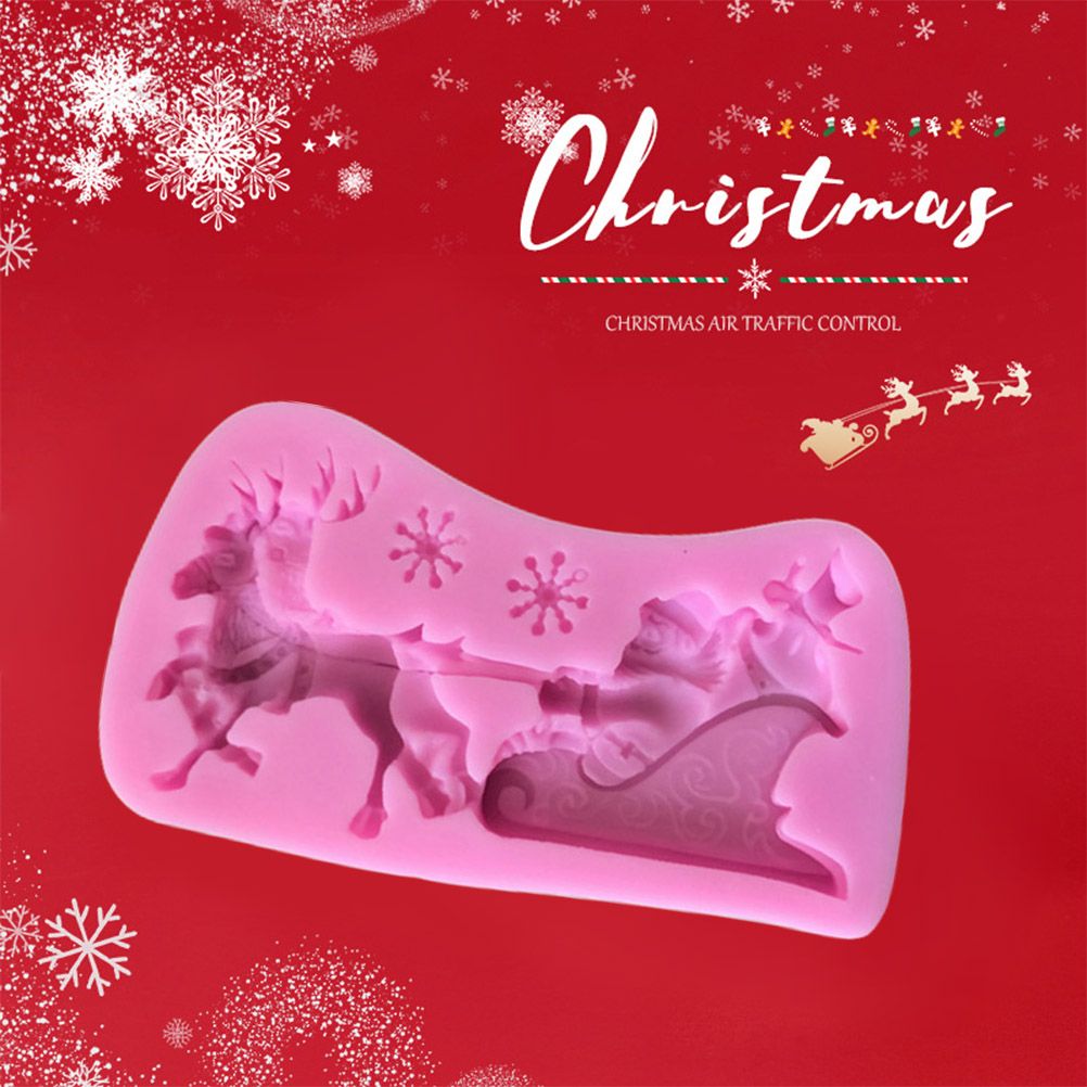 Christmas Santa Claus Sleigh Elk Cake Mold Silicone Decoration Mold Christmas view 6