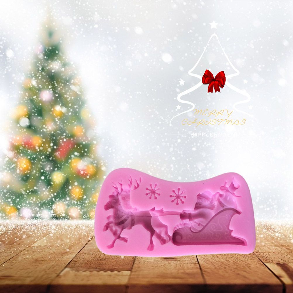 Christmas Santa Claus Sleigh Elk Cake Mold Silicone Decoration Mold Christmas view 7