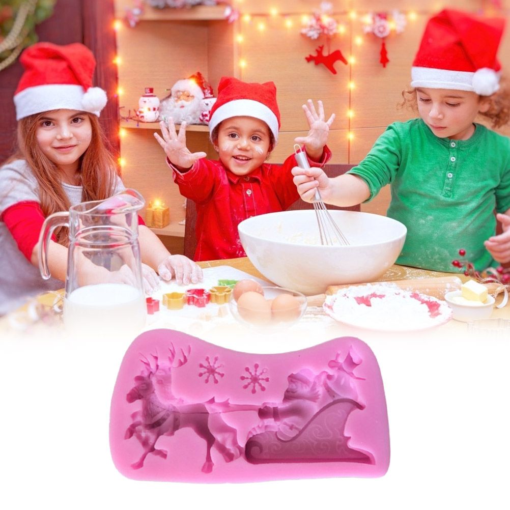 Christmas Santa Claus Sleigh Elk Cake Mold Silicone Decoration Mold Christmas view 8