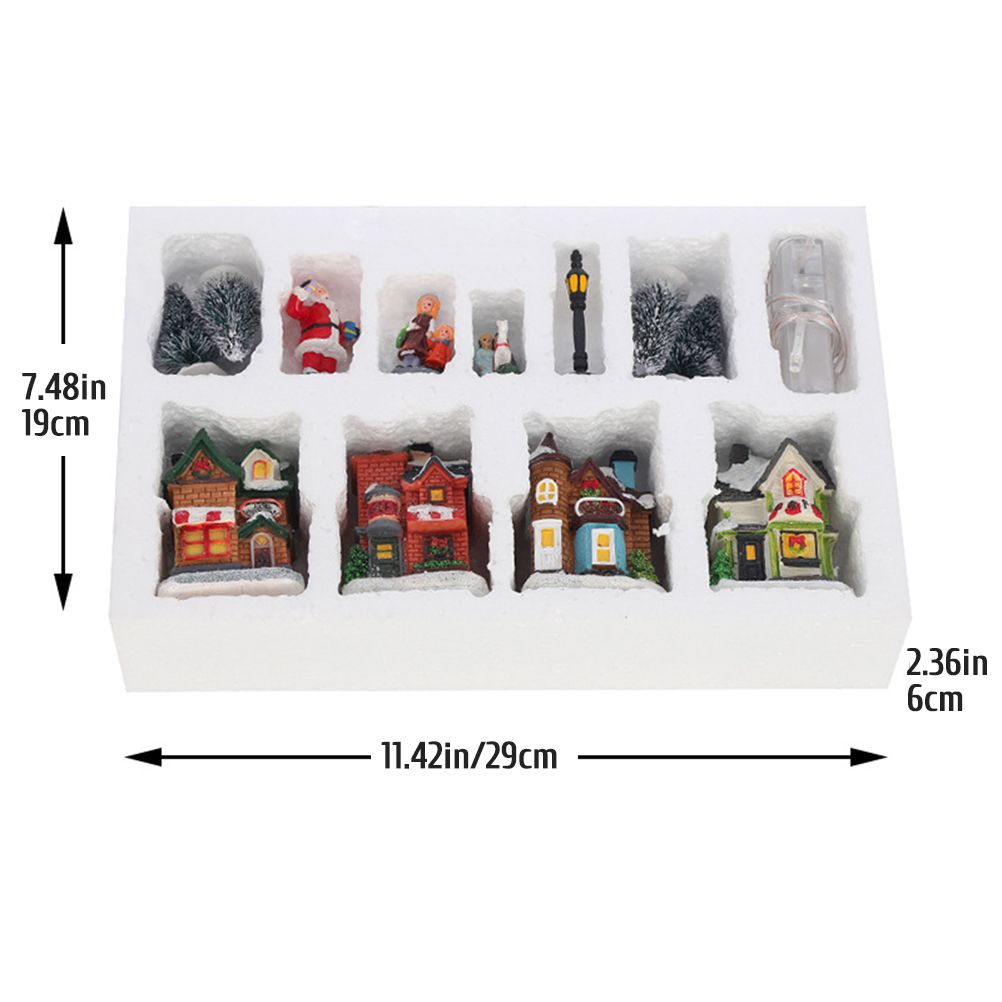 Christmas Village Set Resin Christmas Scene Village LED Lighted Miniature view 3
