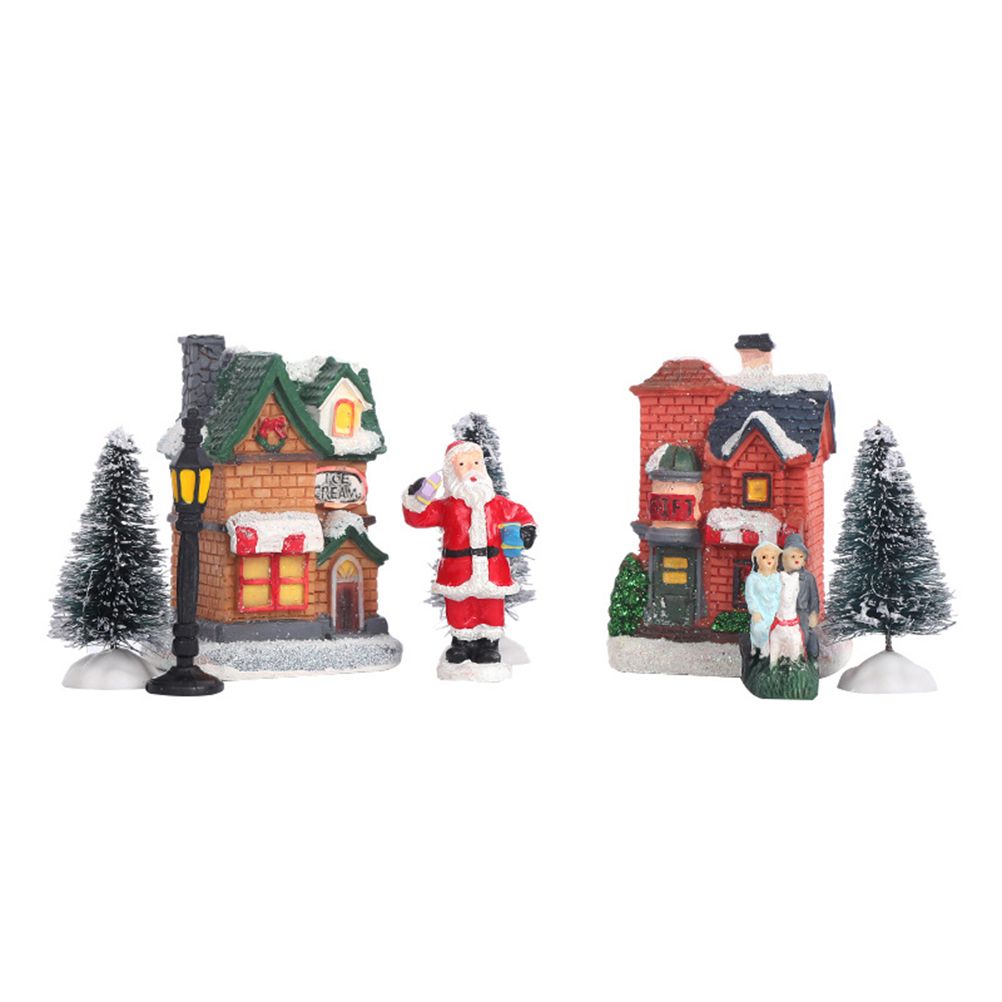Christmas Village Set Resin Christmas Scene Village LED Lighted Miniature view 4