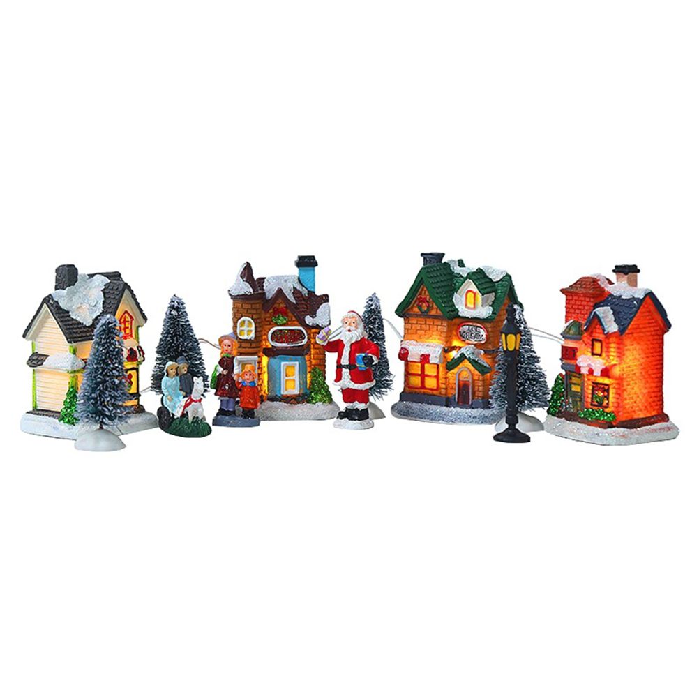 Christmas Village Set Resin Christmas Scene Village LED Lighted Miniature view 5