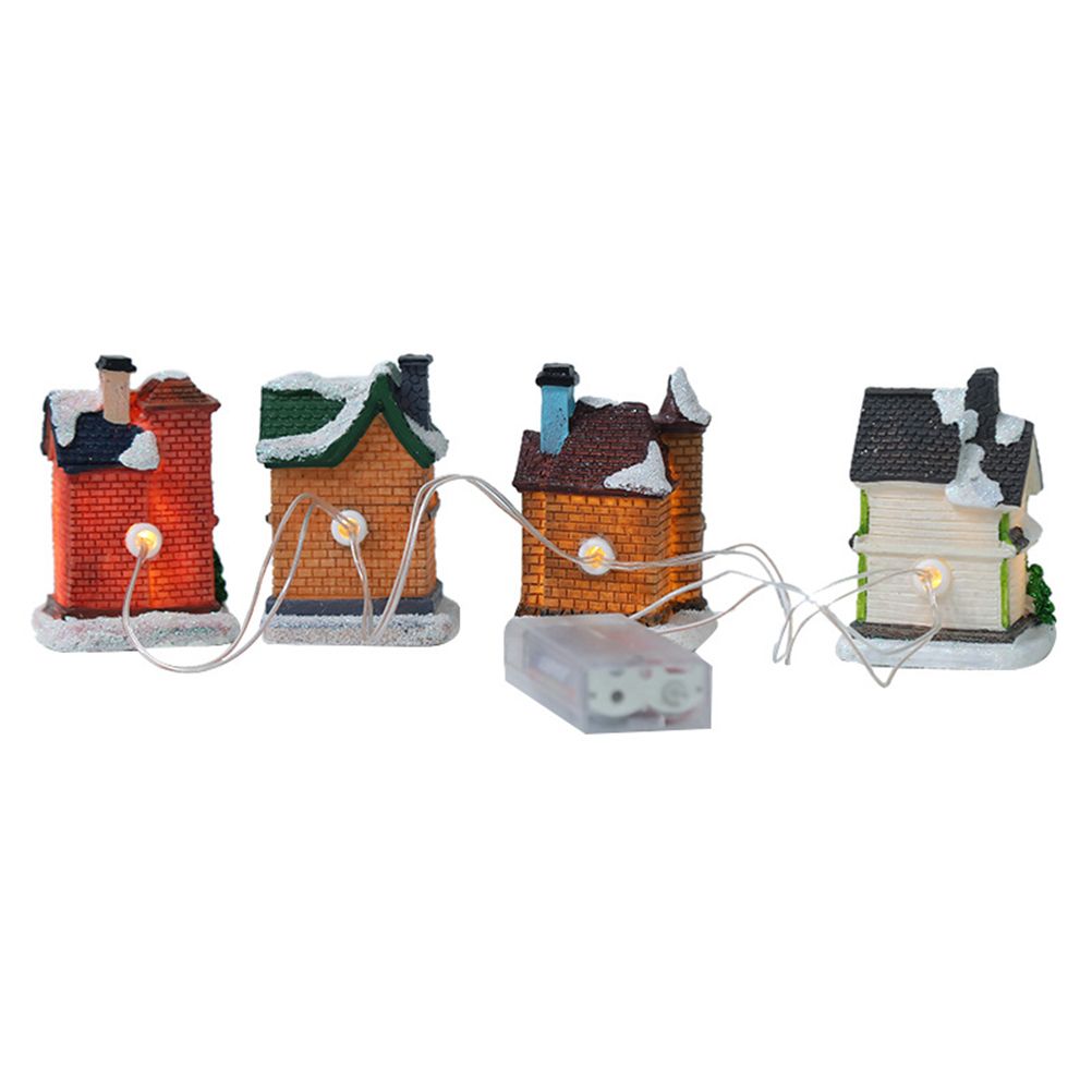 Christmas Village Set Resin Christmas Scene Village LED Lighted Miniature view 6