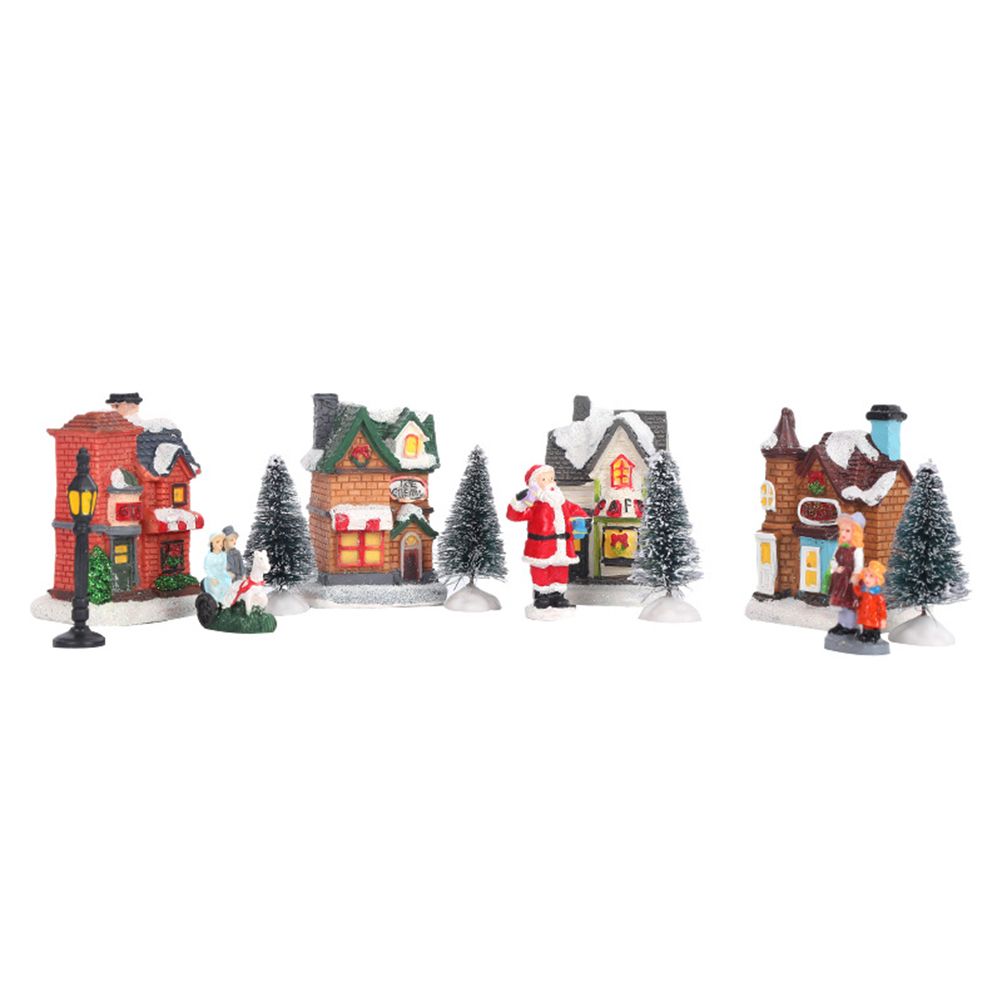 Christmas Village Set Resin Christmas Scene Village LED Lighted Miniature view 8