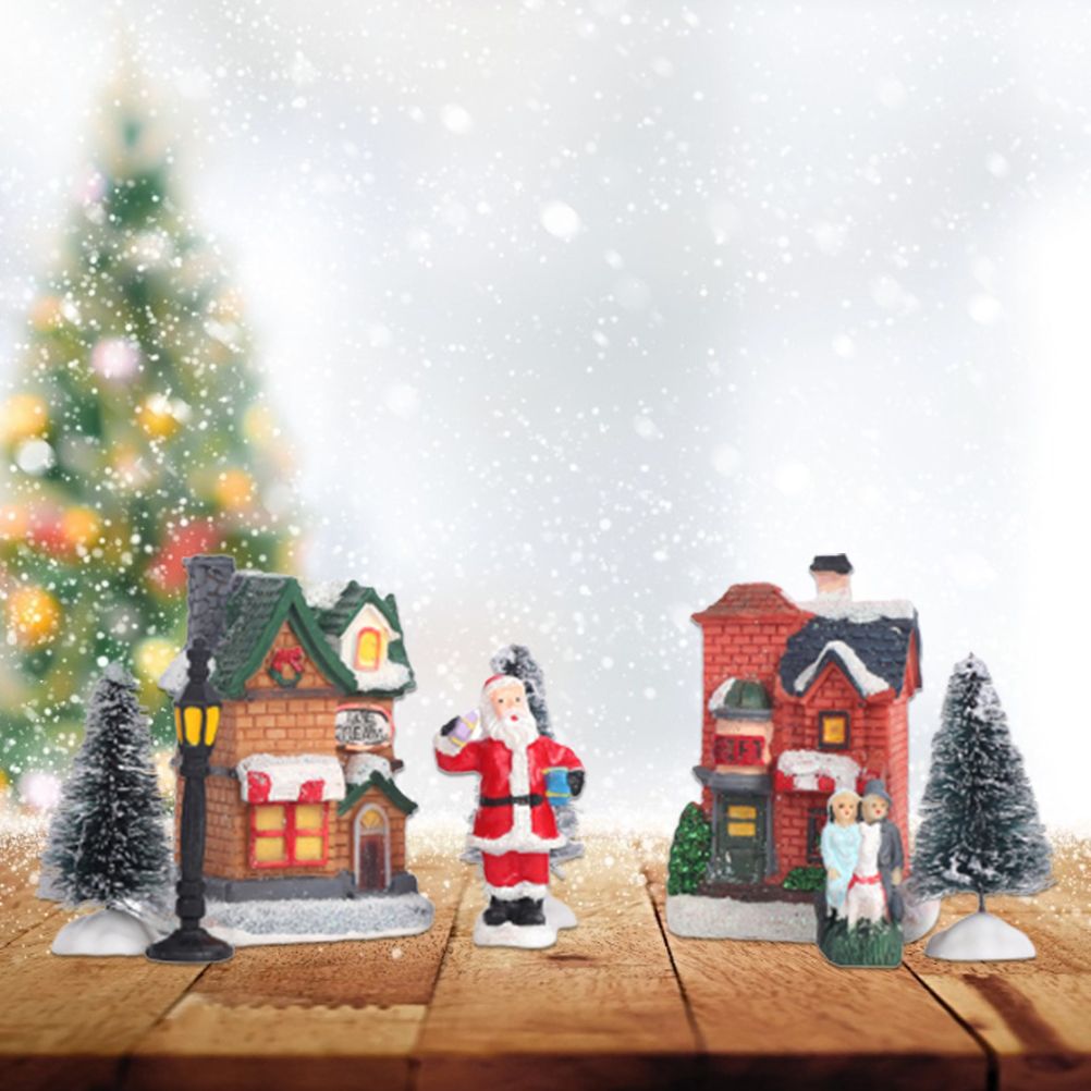 Christmas Village Set Resin Christmas Scene Village LED Lighted Miniature view 11