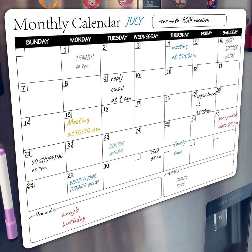 Rewritable Magnetic Whiteboard Refrigerator Calendar Message Board Monthly view 2