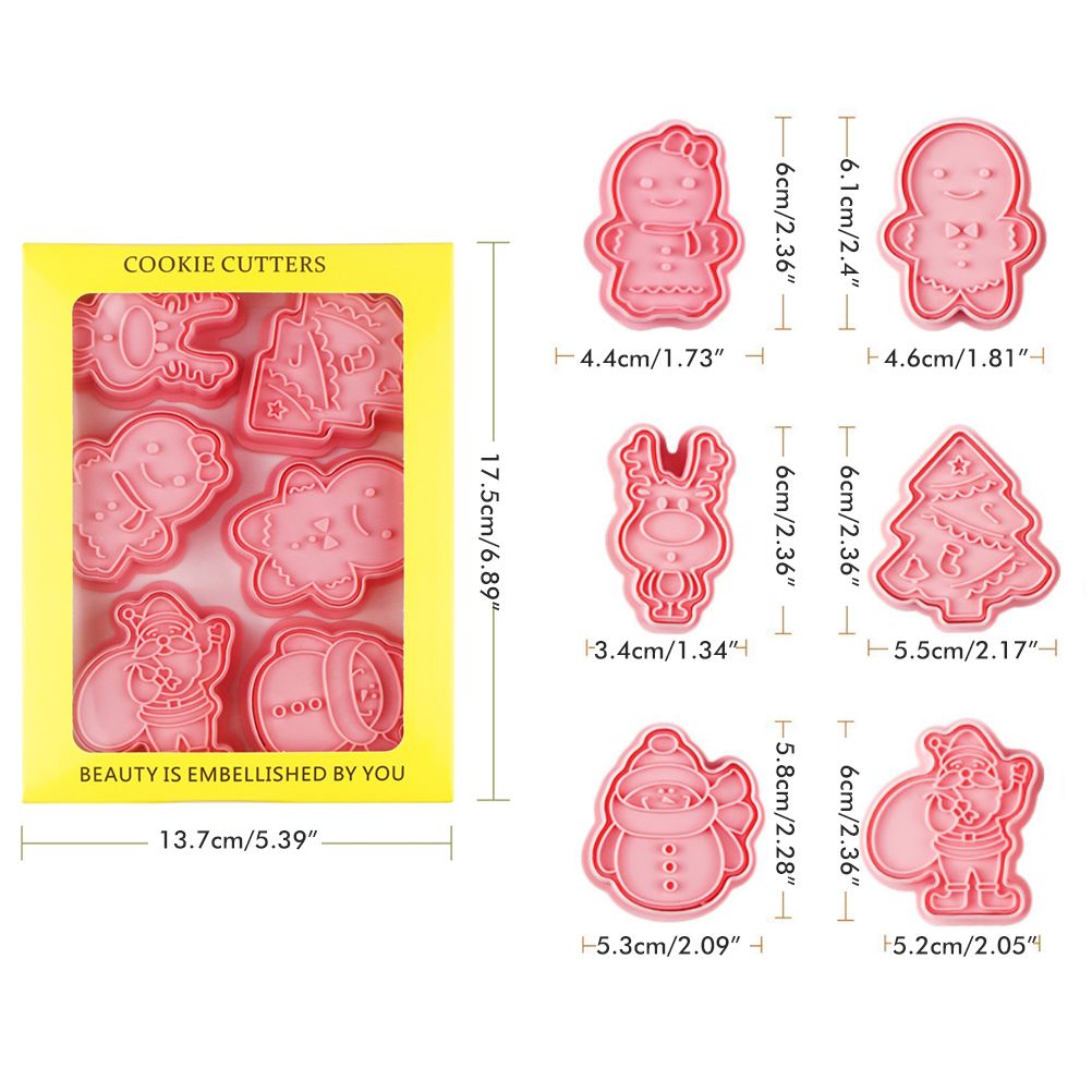Christmas Cutter Mold Set 6 Piece Pattern Kitchen DIY Baking Mold For Biscuits view 2