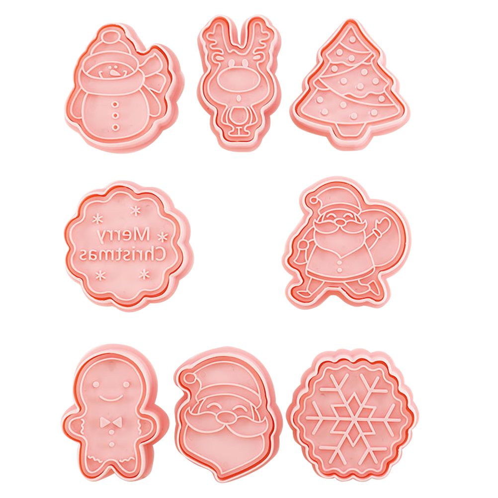 8 Pcs/Set Christmas Themed Cutters Santa Claus Christmas Tree DIY 3D Biscuits