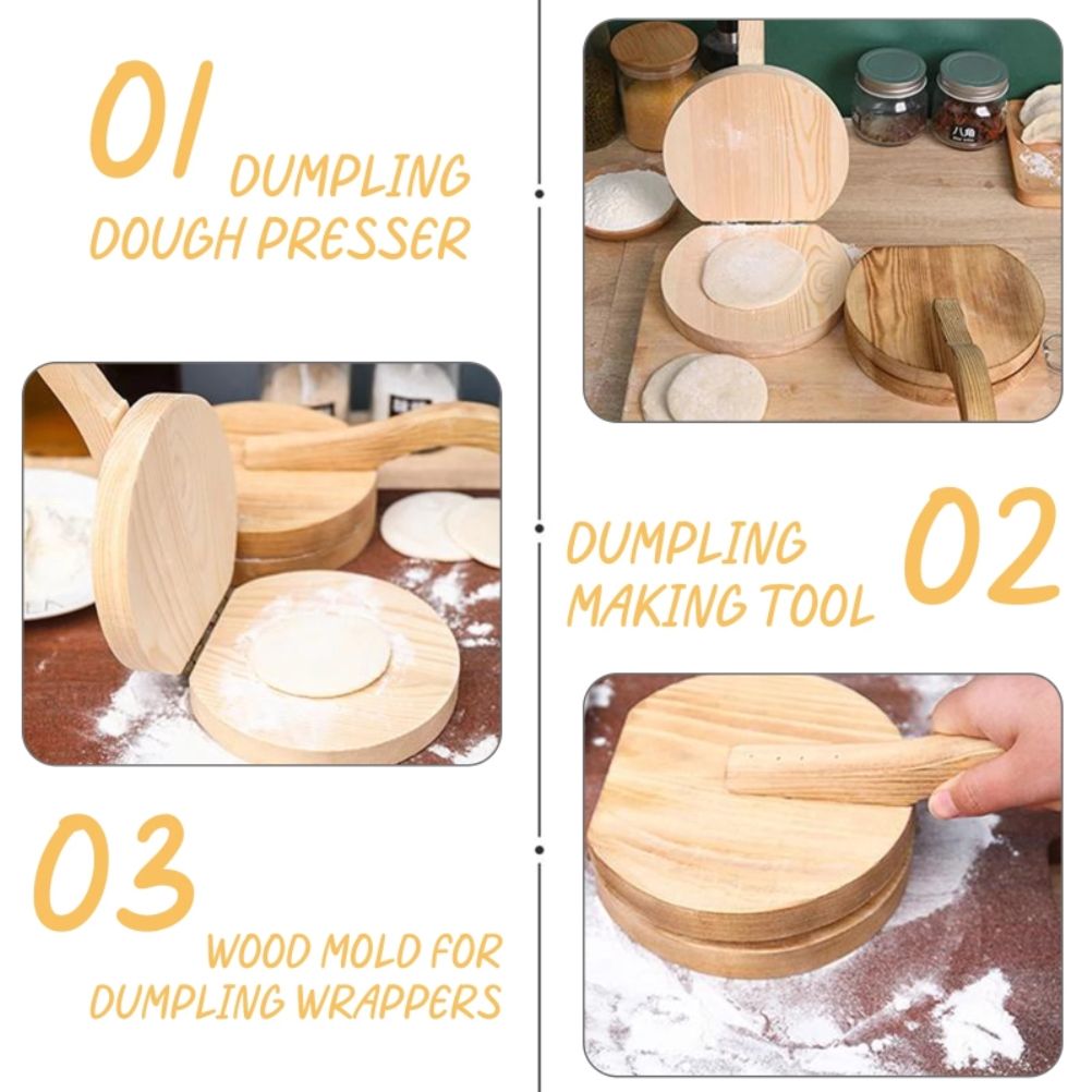 Wooden Dough Presser Tool Dumpling Skin Pressing Tool Dumpling Wrapper Making view 6