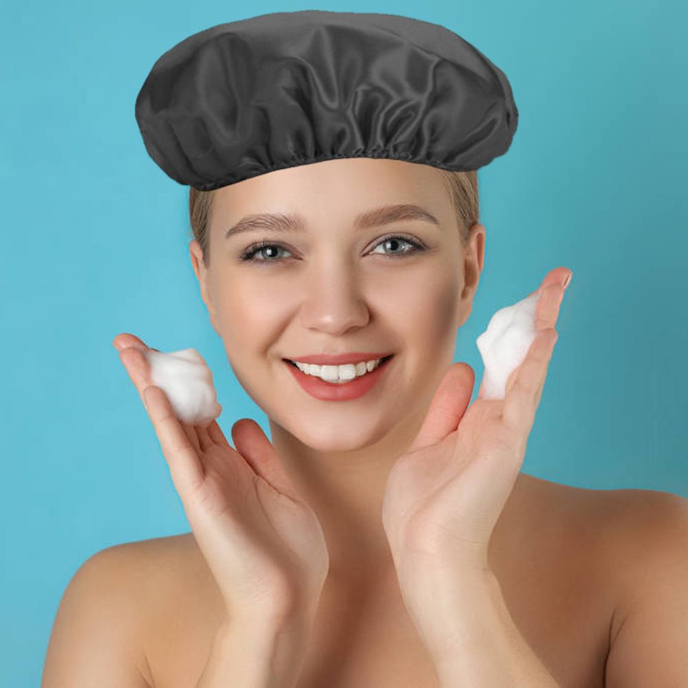 Waterproof Shower Hat Double Layer Shower Hair Cover Women Supplies for view 7