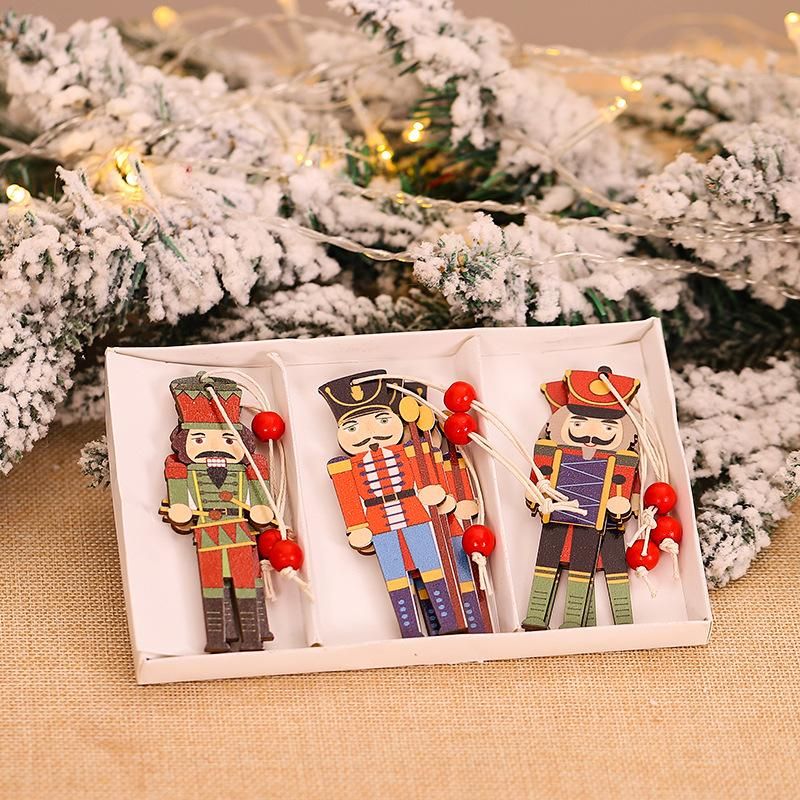 Christmas Tree Nutcracker Pendant Christmas Wood Walnut Soldier Hanging view 3