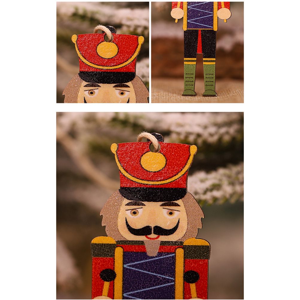 Christmas Tree Nutcracker Pendant Christmas Wood Walnut Soldier Hanging view 4