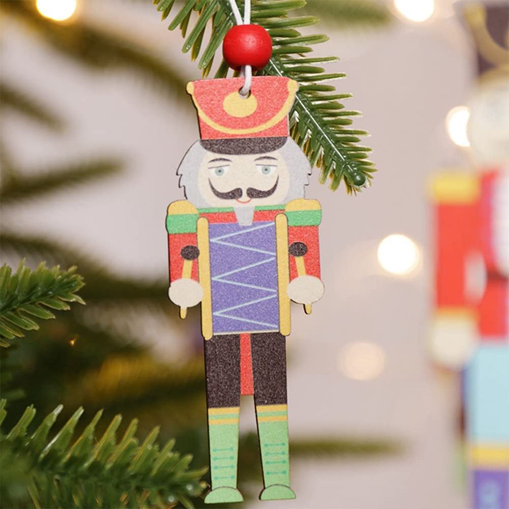 Christmas Tree Nutcracker Pendant Christmas Wood Walnut Soldier Hanging view 5
