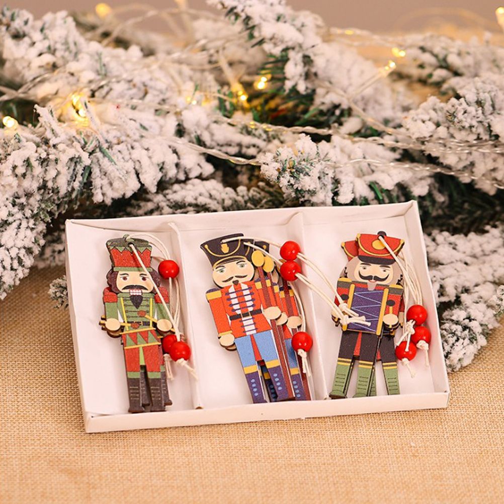 Christmas Tree Nutcracker Pendant Christmas Wood Walnut Soldier Hanging view 6