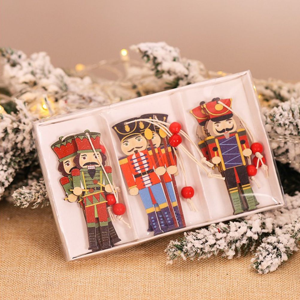 Christmas Tree Nutcracker Pendant Christmas Wood Walnut Soldier Hanging view 10