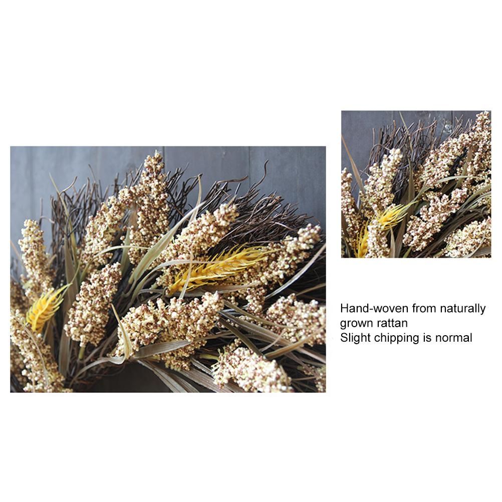 50CM Fall Wreath for Front Door Thanksgiving Wreath with Artificial Wheat view 5