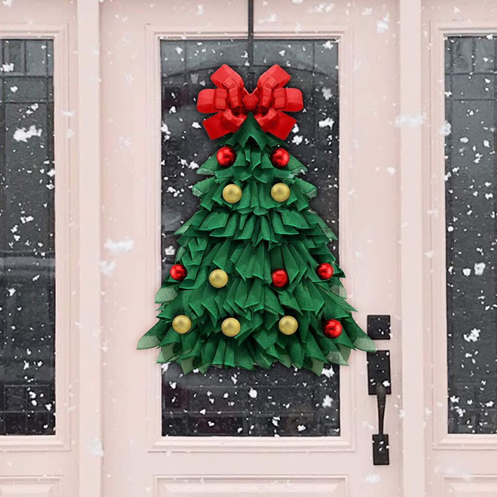 Christmas Wreath Handmade Xmas Tree Wreath Holiday Farmhouse Ornament Wreaths view 5
