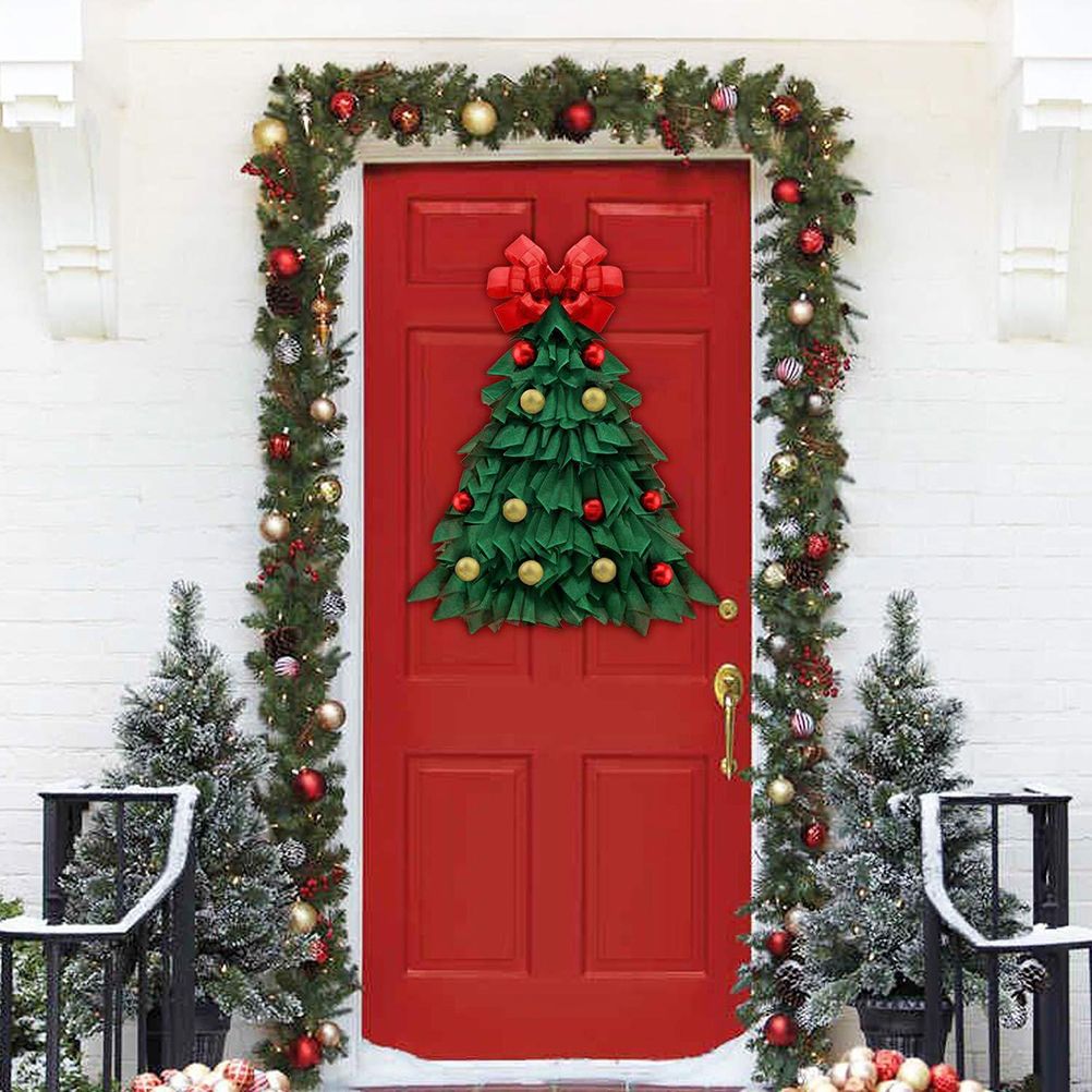 Christmas Wreath Handmade Xmas Tree Wreath Holiday Farmhouse Ornament Wreaths view 6