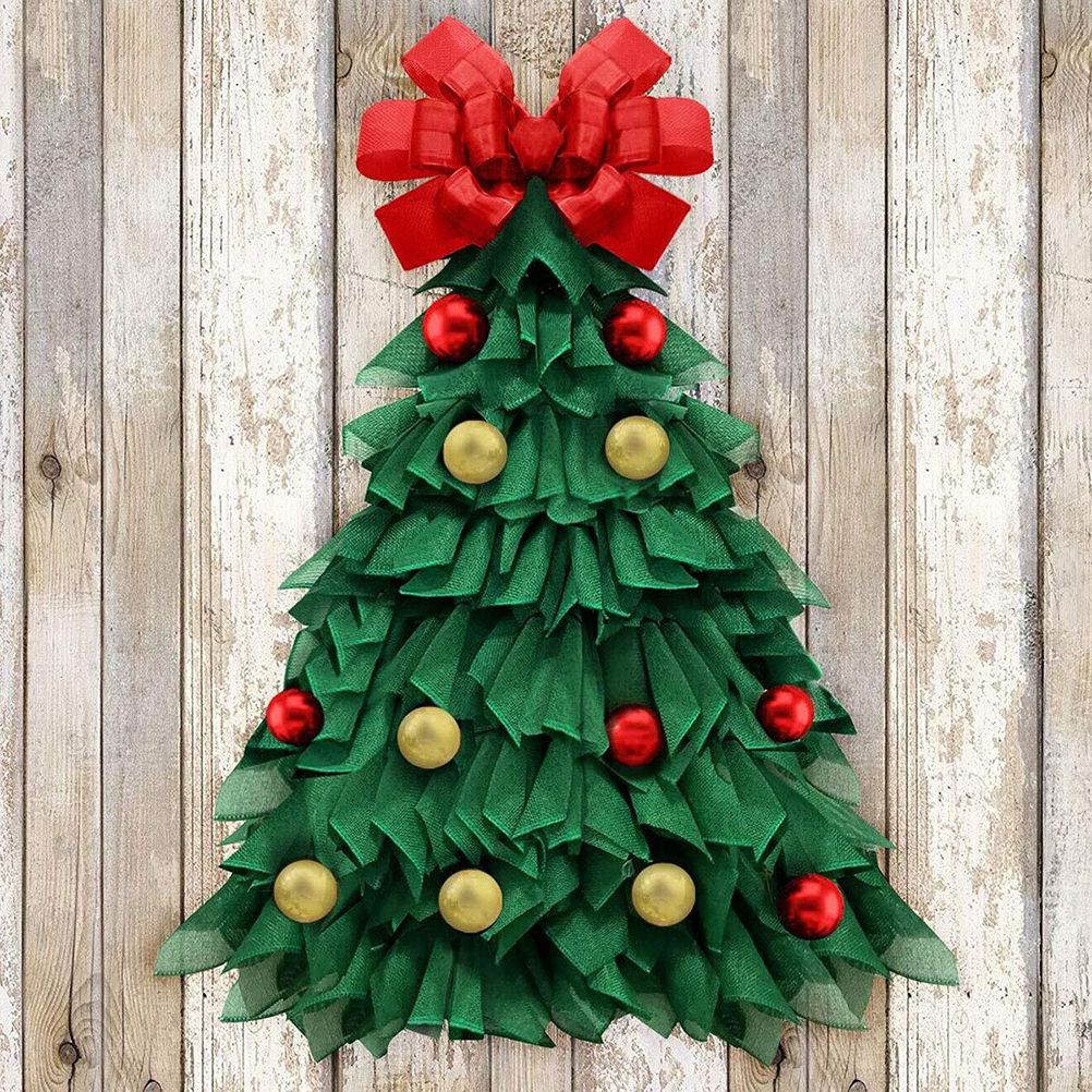 Christmas Wreath Handmade Xmas Tree Wreath Holiday Farmhouse Ornament Wreaths view 7