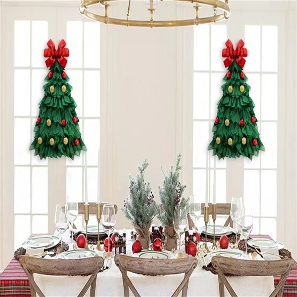 Christmas Wreath Handmade Xmas Tree Wreath Holiday Farmhouse Ornament Wreaths view 9