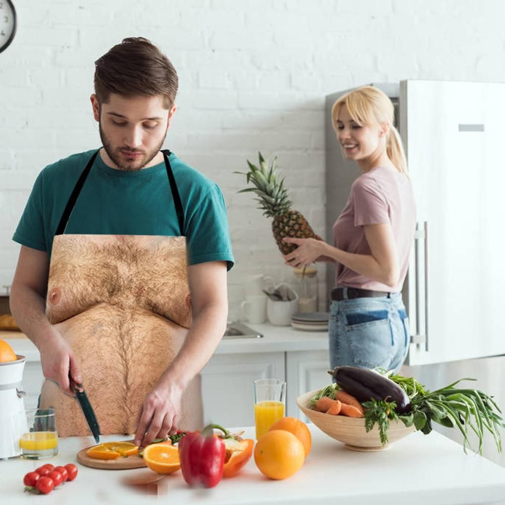 Funny Men Belly Cooking Aprons Kitchen Barbecue Funny Printing Aprons 3D Apron view 7
