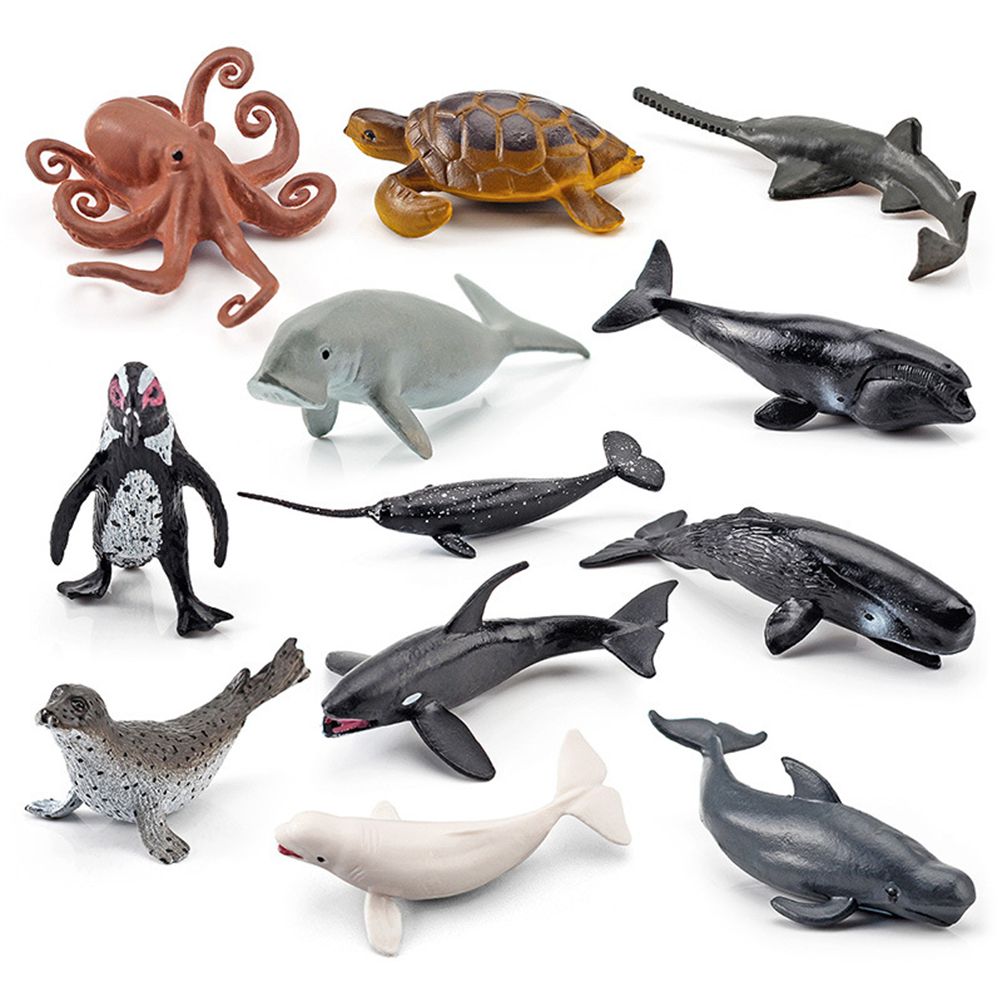 12PCS Mini Sea Toys for Kids Plastic Sea Animals Figurines Simulation Ocean