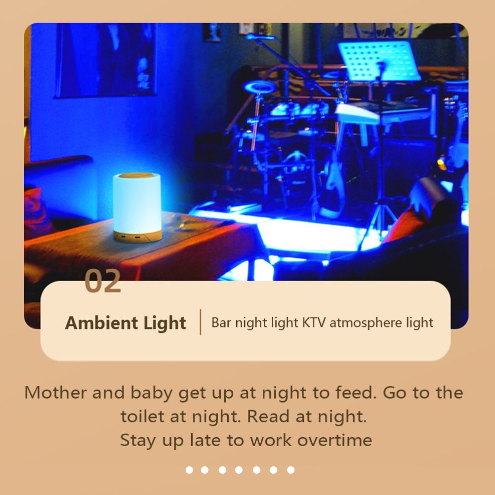 LED Touch Lamp USB Rechargeable Table Bedside Lamps Dimmable RGB Warm White view 10