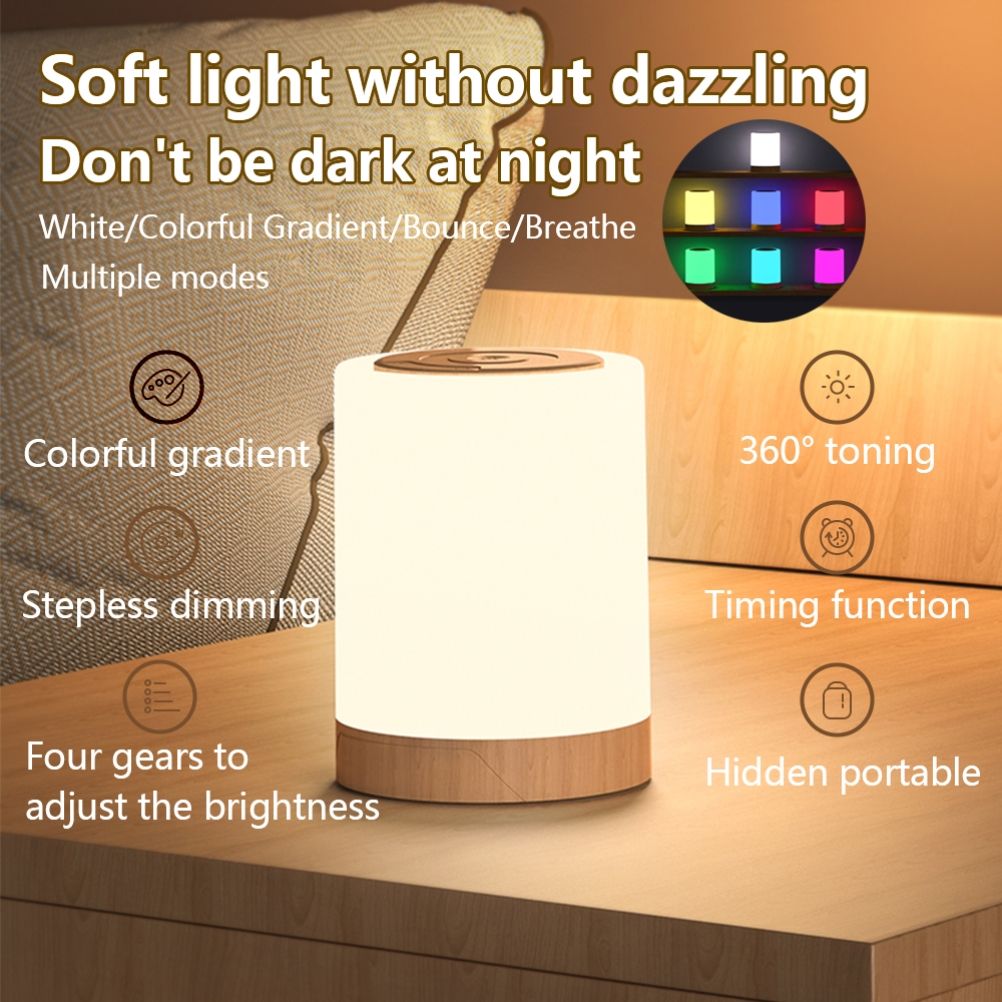 LED Touch Lamp USB Rechargeable Table Bedside Lamps Dimmable RGB Warm White view 14