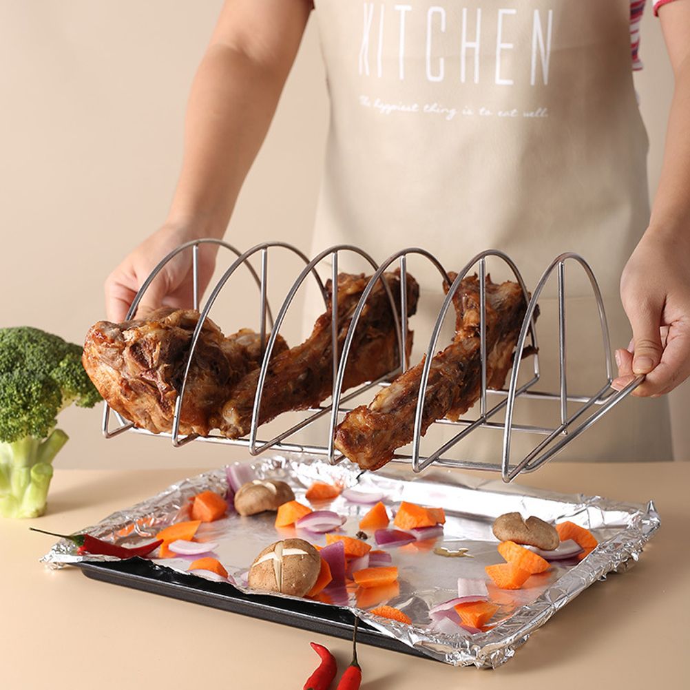 Stainless Steel Barbecue Bracket Rib Rack Barbecue Grilling Rack Non Stick view 4