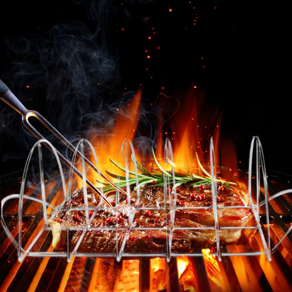 Stainless Steel Barbecue Bracket Rib Rack Barbecue Grilling Rack Non Stick view 10