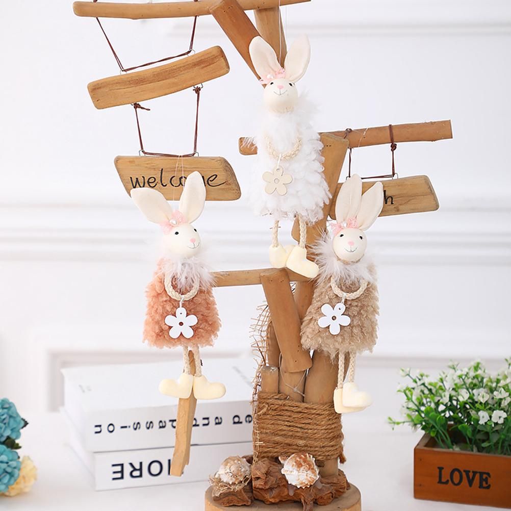 Cute Easter Hanging Bunny Ornaments Easter Bunny Figurine Decorations for view 3