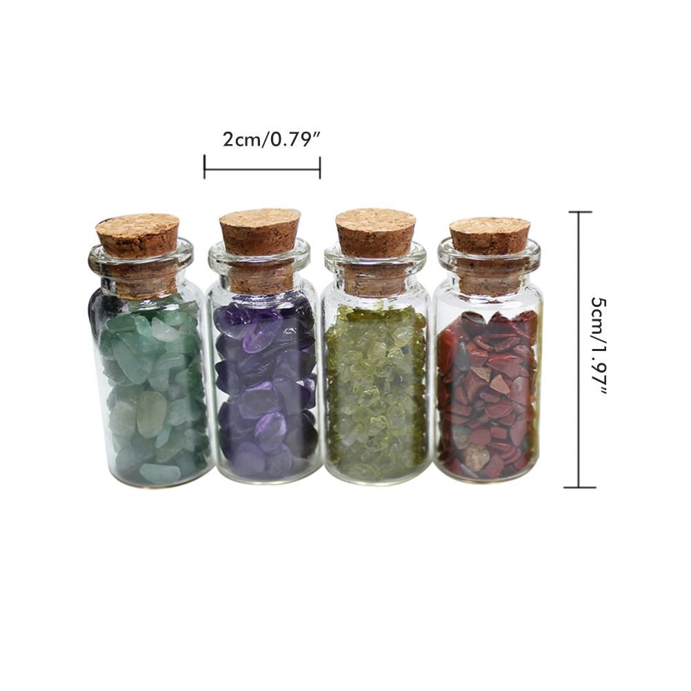 15Pcs Mini Wishing Bottles Chip Stone Set Crystal Tumbled Reiki Stones view 2