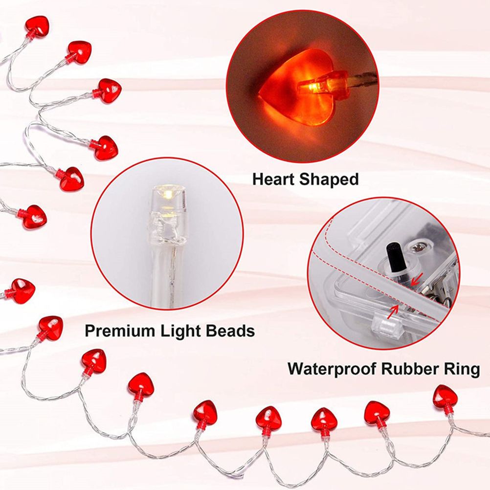 Love Heart Shaped String Lights 6 Meter 40 Leds Heart Love Valentine Lights view 3