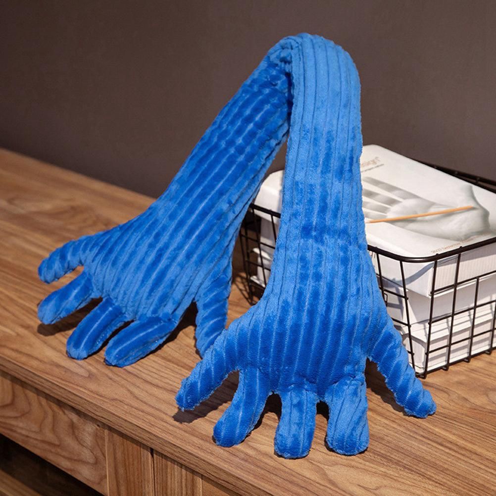 Blue Hand Shape Plush Pillows Long Strip Palm Cushion for Home Travel and view 8