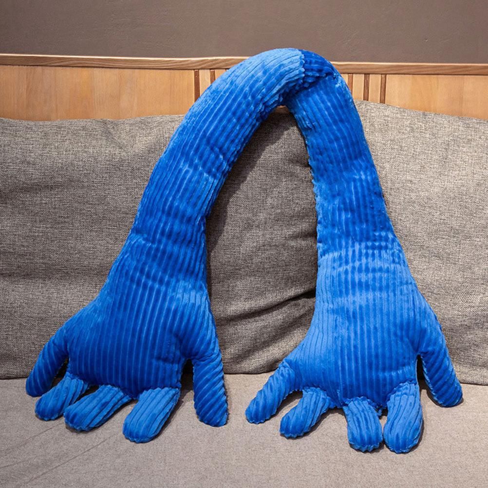 Blue Hand Shape Plush Pillows Long Strip Palm Cushion for Home Travel and view 9
