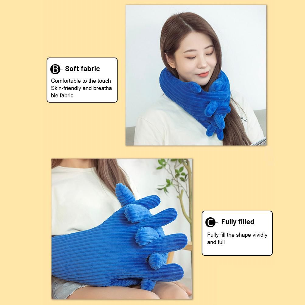 Blue Hand Shape Plush Pillows Long Strip Palm Cushion for Home Travel and view 12
