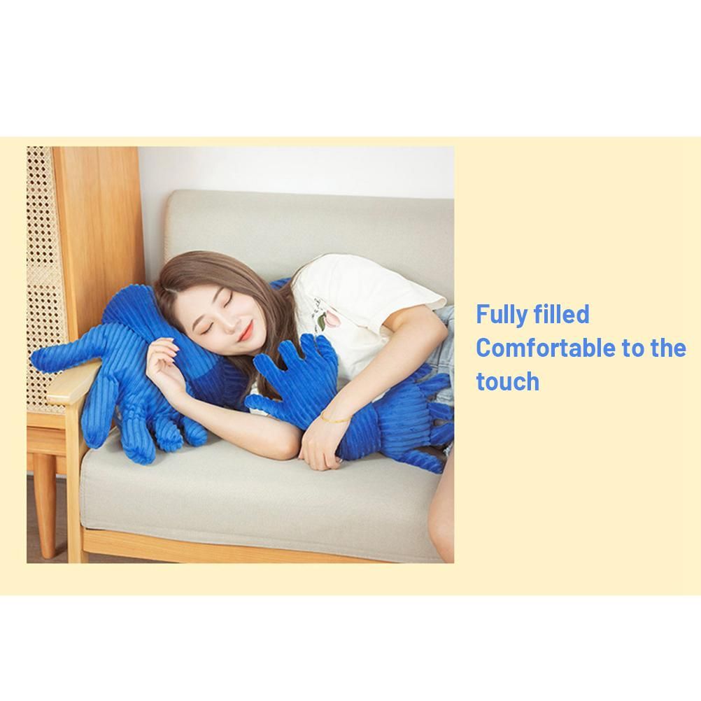 Blue Hand Shape Plush Pillows Long Strip Palm Cushion for Home Travel and view 13
