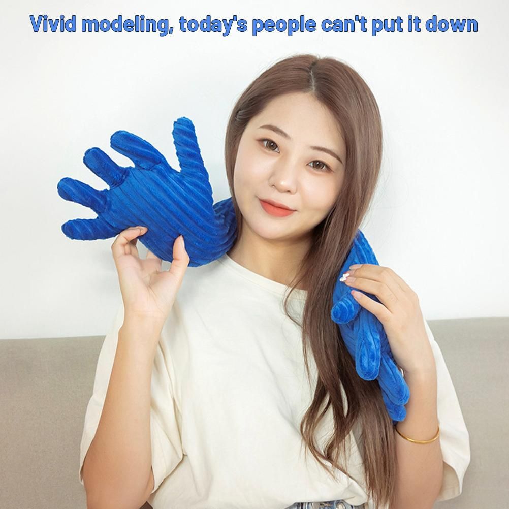 Blue Hand Shape Plush Pillows Long Strip Palm Cushion for Home Travel and view 14