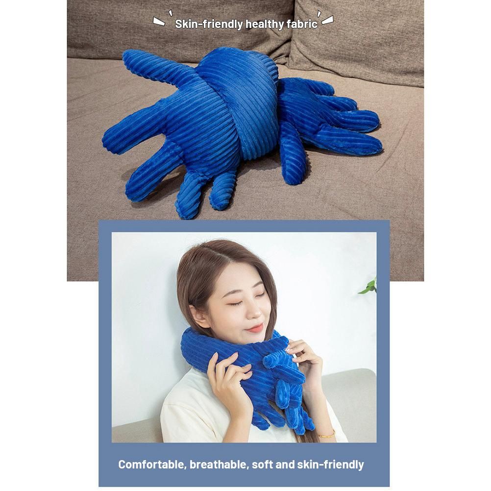 Blue Hand Shape Plush Pillows Long Strip Palm Cushion for Home Travel and view 15
