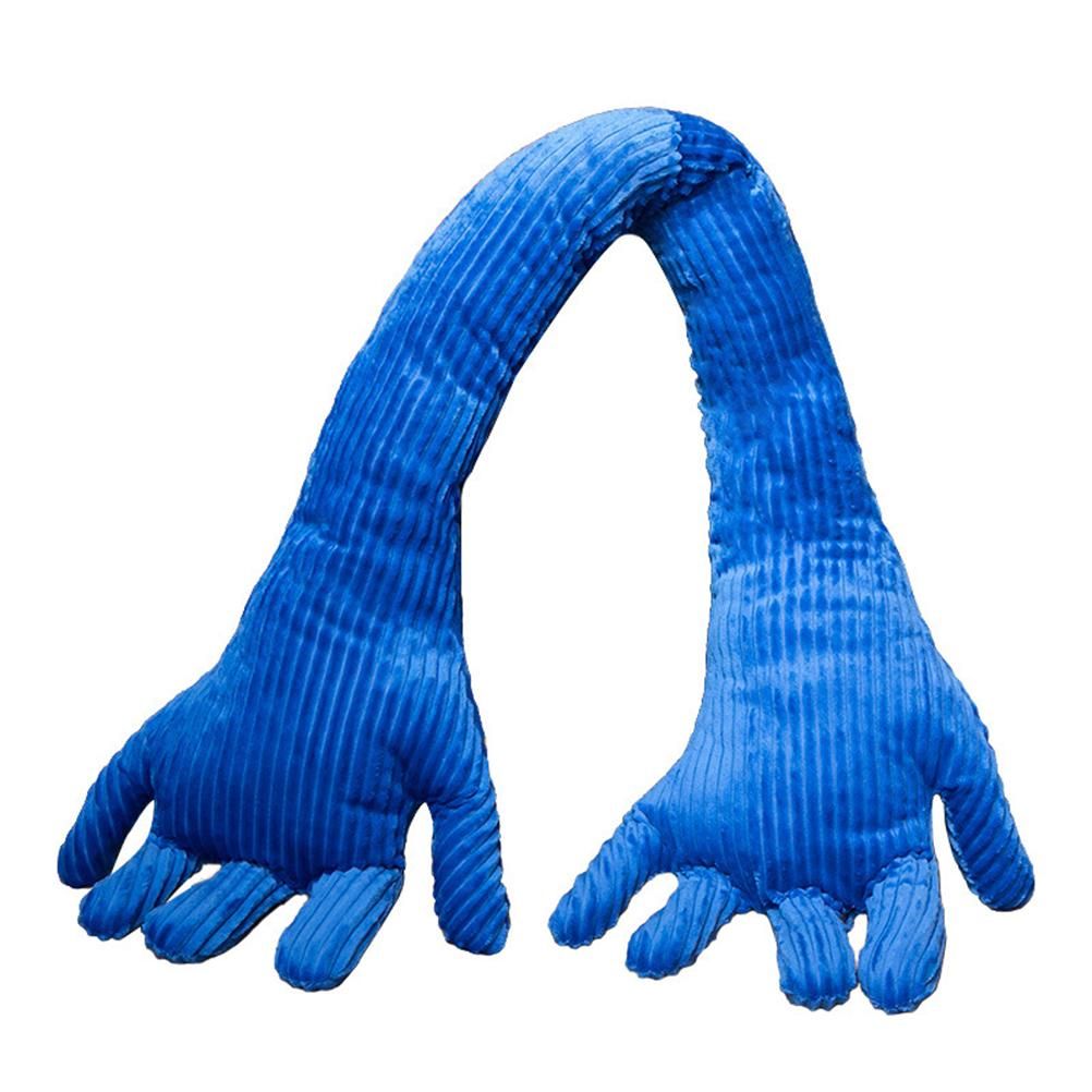 Blue Hand Shape Plush Pillows Long Strip Palm Cushion for Home Travel and