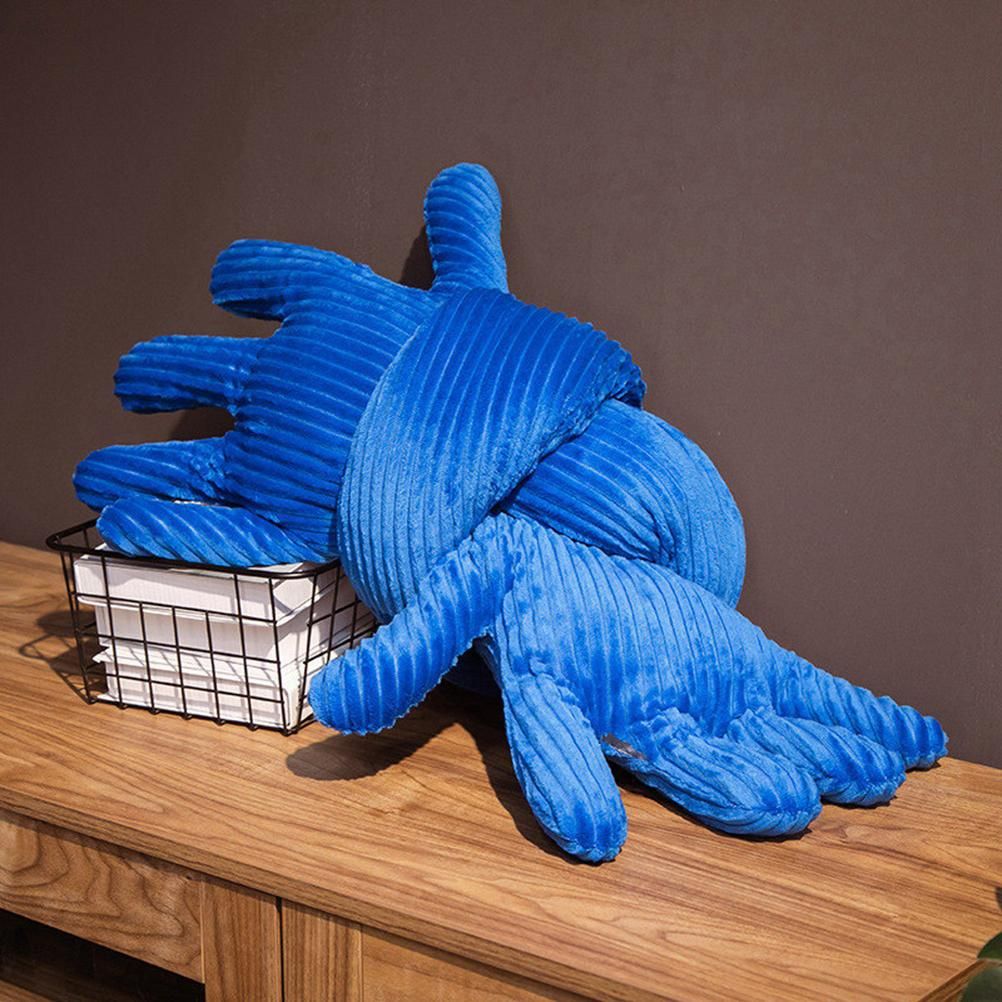 Blue Hand Shape Plush Pillows Long Strip Palm Cushion for Home Travel and view 7