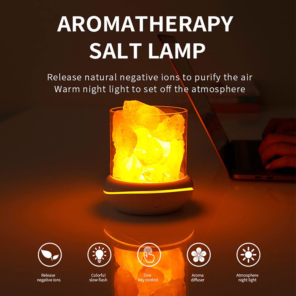 Salt Crystal Lamp Night Light USB Aroma Diffuser Salt Lamp Colorful Salt view 2