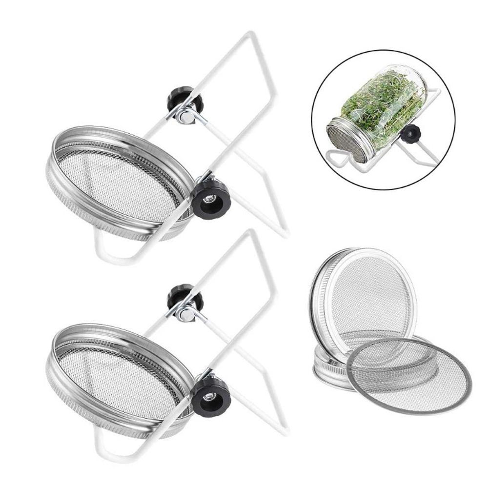 Sprouting Jar With Stainless Steel 304 Screen Lid Wide Mouth Quart Mason Sprouter — image 1
